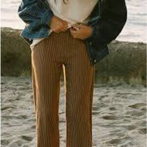 LA relaxed washed stripe linen trouser medium excellent condition brown